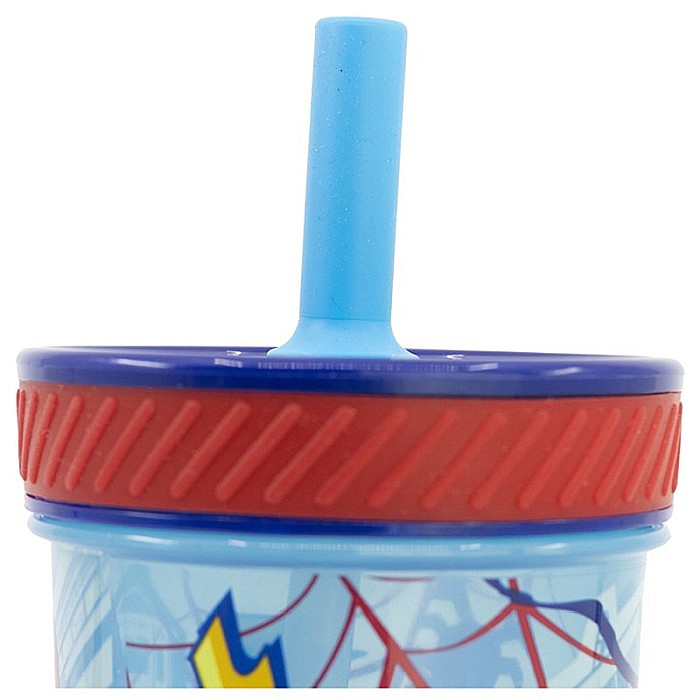 Pahar plastic, fără BPA, Smartgrip, anti-răsturnare cu păi din silicon, 370 ml, Spiderman [3]
