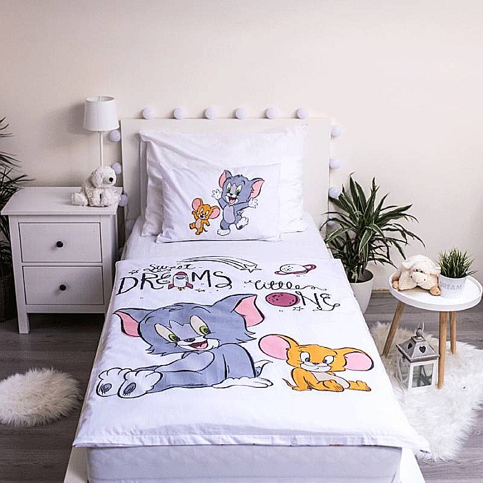 Set lenjerie pat 3 piese, 100x135,90x200,40x60, multicolor, 100% bumbac, Tom and Jerry [4]