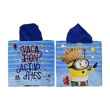 Prosop Poncho, pentru copii, 100% bumbac, cu glugă, multicolor, Minions, 114-1 [3]