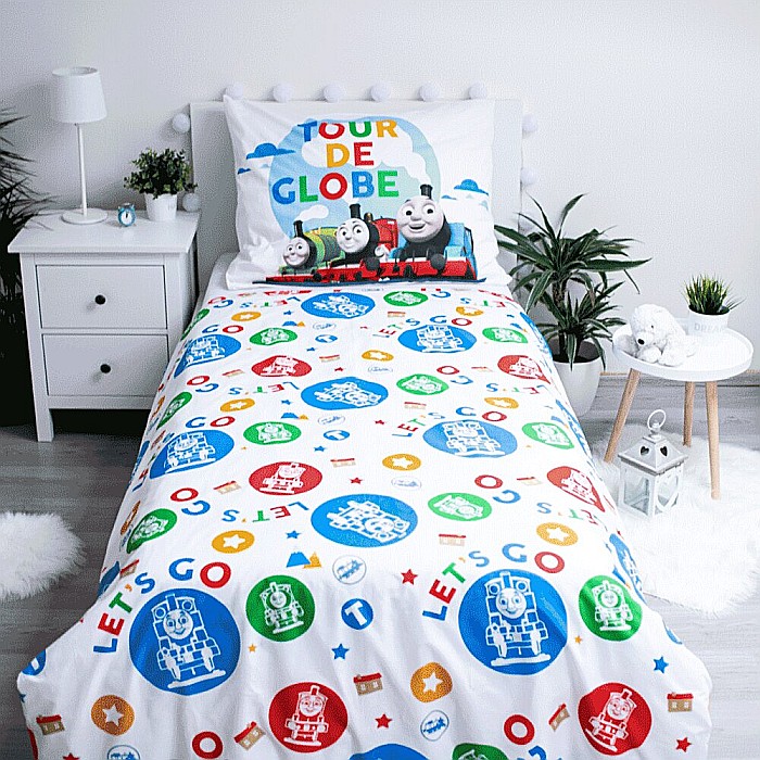Set lenjerie pat copii, 100% bumbac, multicolor, 2 piese, 140×200 cm, 70×90, Thomas and Friends, Tour [3]