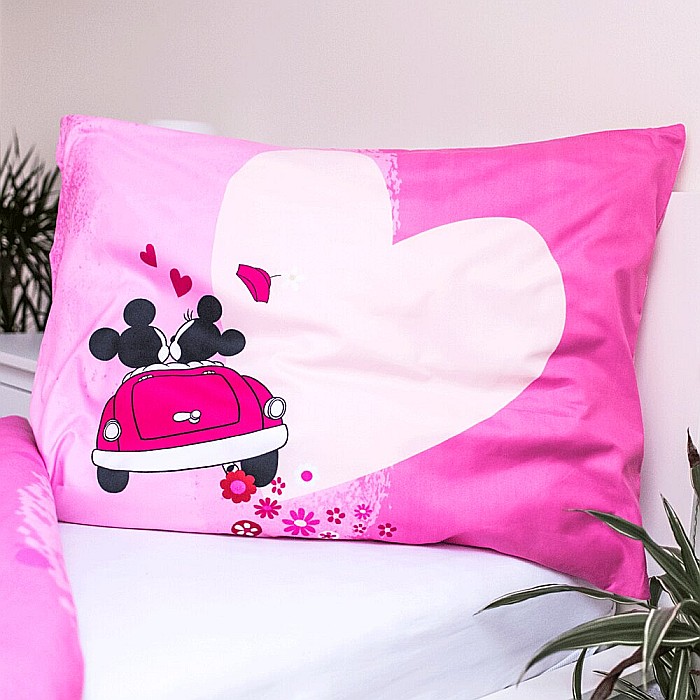 Set lenjerie pat copii, multicolor, 2 piese, 140×200 cm, 70×90, Love, Mickey and Minnie Mouse, Disney [5]