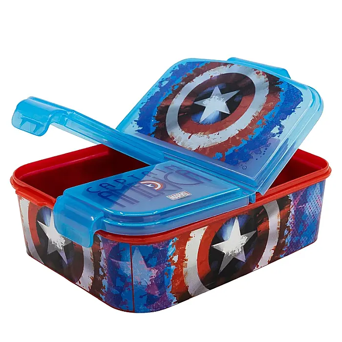Cutie sandwich, multicompartimente, multicolor, fără BPA, Marvel, Captain America [2]