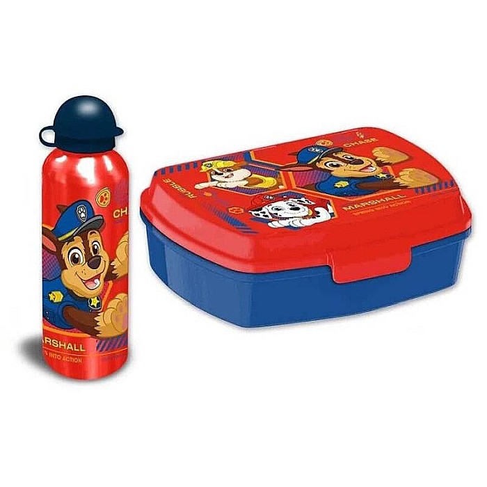 Set cutie sandwich plastic fără BPA și sticlă apă din aluminiu, 400 ml, multicolor, Marshal, Paw Patrol [2]
