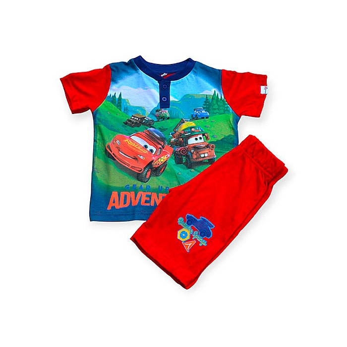 Pijamale copii cu mânecă scurtă, 100% bumbac, Gear Up For Adventures, Cars [3]