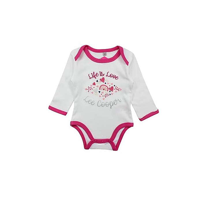 Set două body-uri copii, 100% bumbac, alb/albastru, Life is Love, Lee Cooper [2]