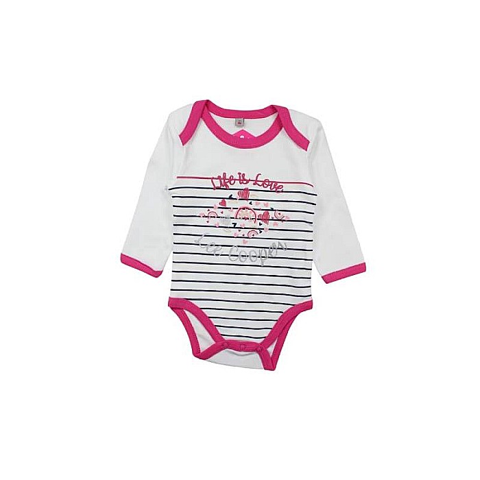 Set două body-uri copii, 100% bumbac, alb/roz, Lee Cooper [3]