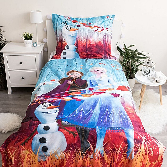 Set lenjerie pat copii, multicolor, 2 piese, 100% bumbac, 140×200 cm, 70×90, Sisters 04, Frozen, Disney [2]