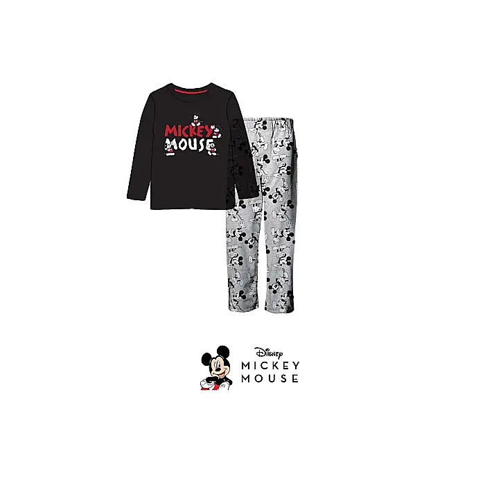Pijama copii, cu mânecă lungă, 100% bumbac, negru/gri, Mickey Mouse, Disney [2]