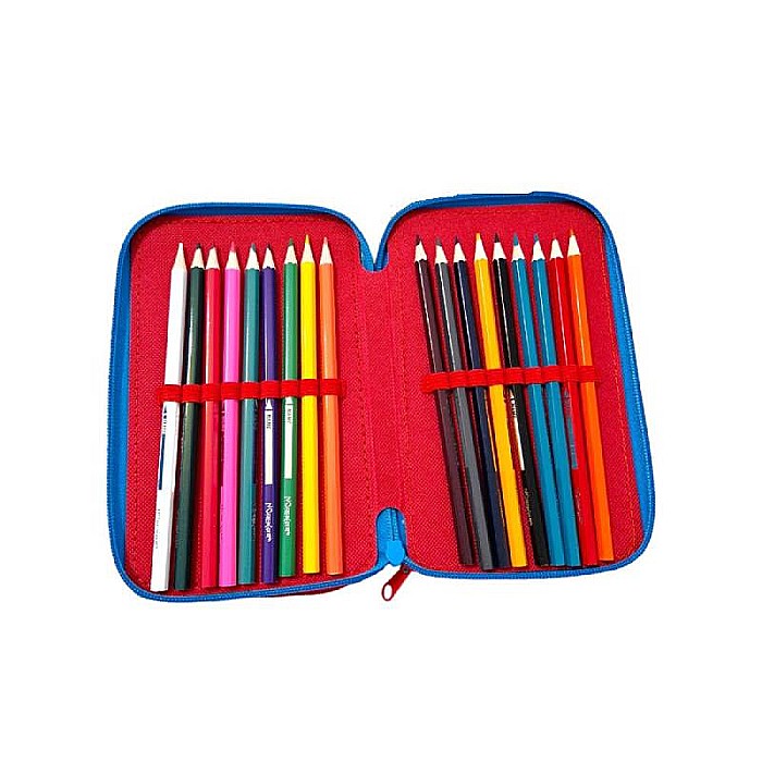 Penar cu 3 compartimente, 20x13x7 cm, echipat, 43 piese, multicolor, Sonic [4]