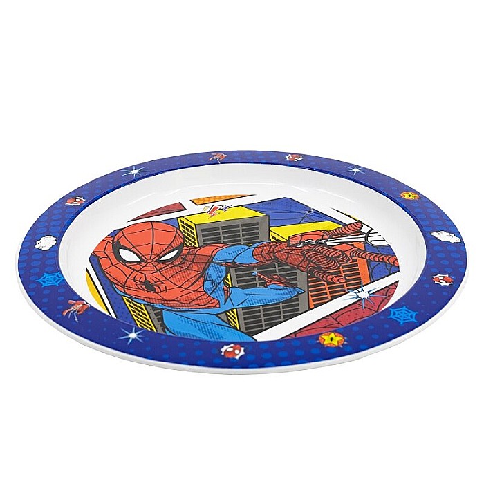 Farfurie plastic, multicolor, pentru copii, fără BPA, ce poate fi utilizată și la microunde, 23 cm, Midnight, Spiderman [2]