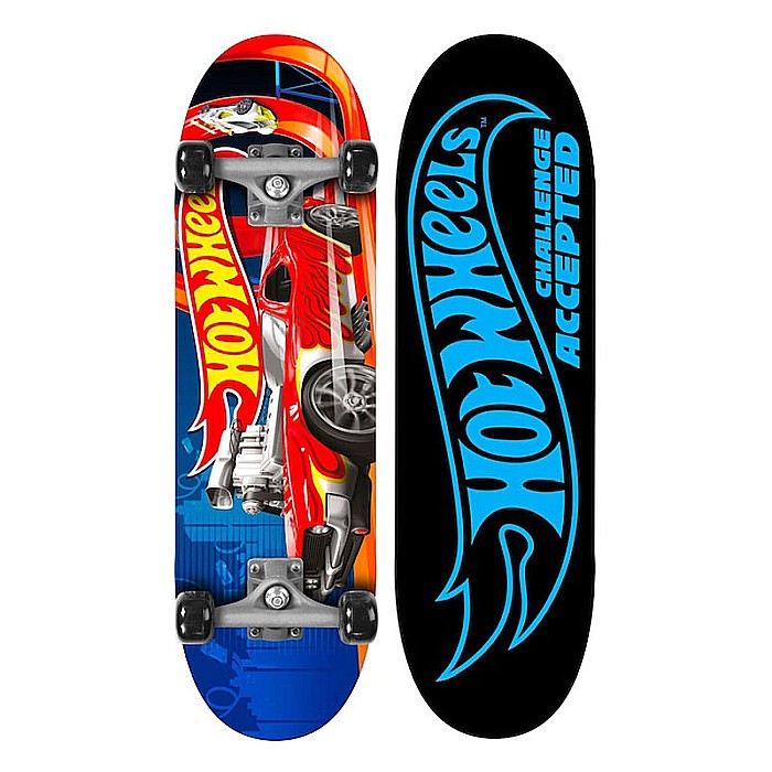 Skateboard Copii, 70 x 20cm, 9 straturi de arțar, placă antiderapantă, rulmenți Abec-5, multicolor, Hot Wheels [3]