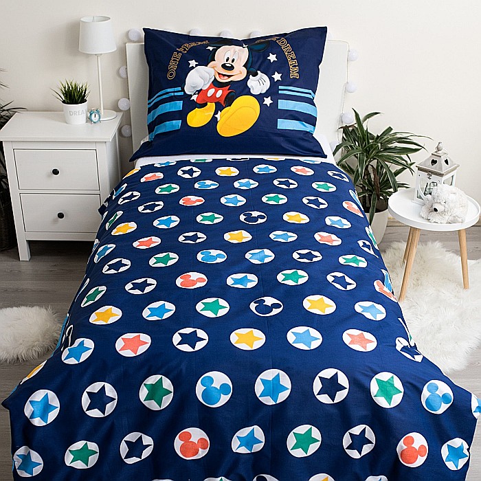 Set lenjerie pat copii, multicolor, 2 piese, 100% bumbac, 140×200 cm, 70×90, Team, Mickey Mouse, Disney [3]