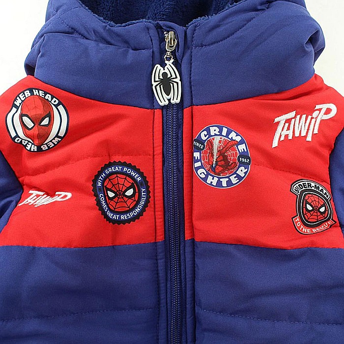 Geacă groasă de iarnă cu glugă și buzunare laterare, interior călduros din fleece, albastru, Spiderman [4]