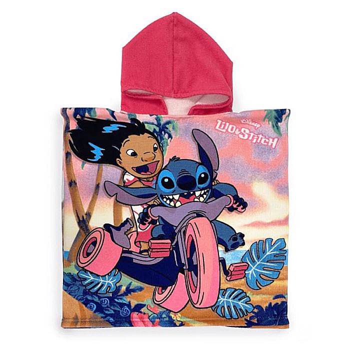 Prosop poncho microfibra, Lilo & Stitch Drive, 50 x 100 cm Roz [1]