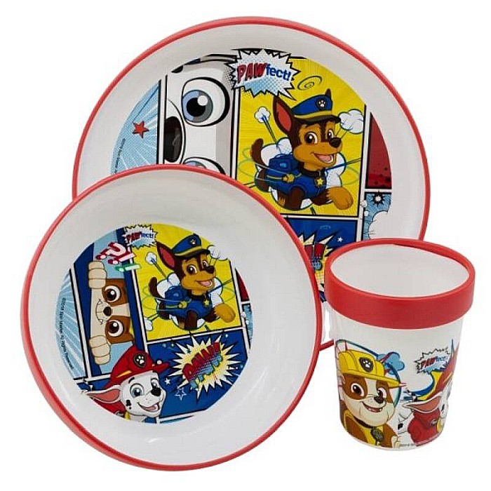 Set veselă 3 piese, anti-alunecare, fără BPA, compatibil la microunde, Paw Patrol [2]