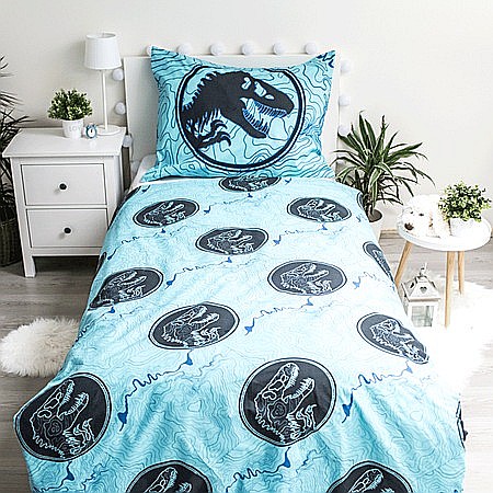 Set lenjerie pat copii, cu detalii fosforescente,100% bumbac, Jurassic World [2]