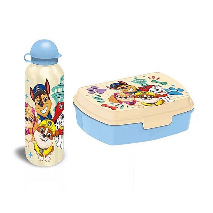 Set cutie sandwich plastic fără BPA și sticlă apă din aluminiu, Euroswan, Paw Patrol, 500 ml, Multicolor [1]