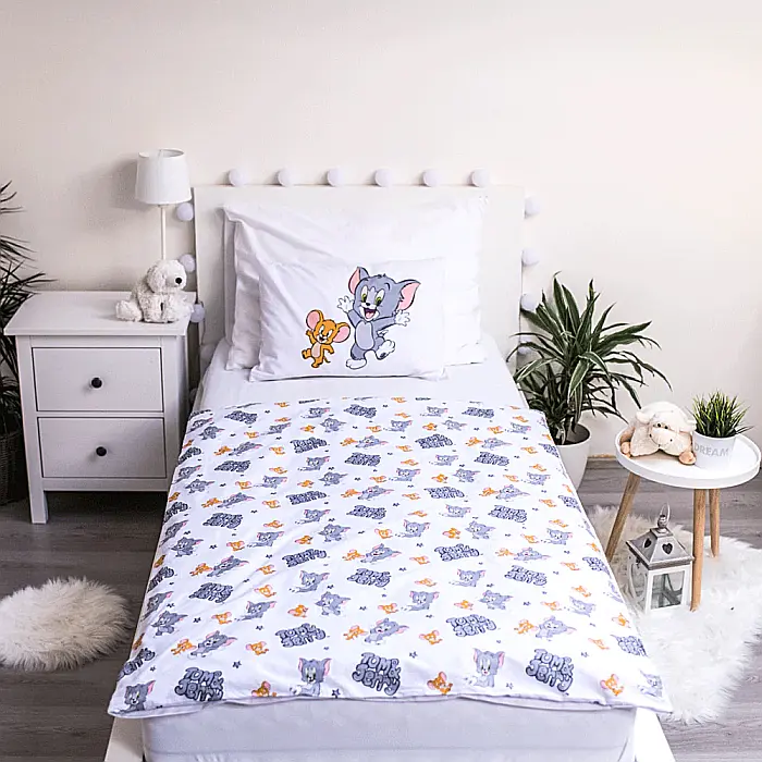 Set lenjerie pat copii, multicolor, 2 piese, 100% bumbac, 100x135 cm, 40x60, Tom &amp; Jerry, TJ050 [2]