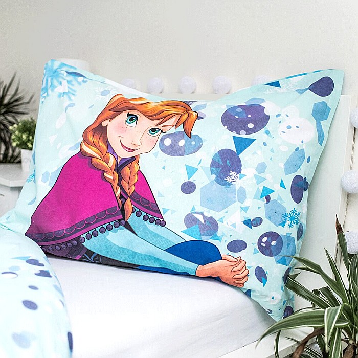 Set lenjerie pat copii, cu detalii fosforescente, multicolor, 2 piese, 100% bumbac, 140×200 cm, 70×90, Light Blue 02, Disney, Frozen [4]