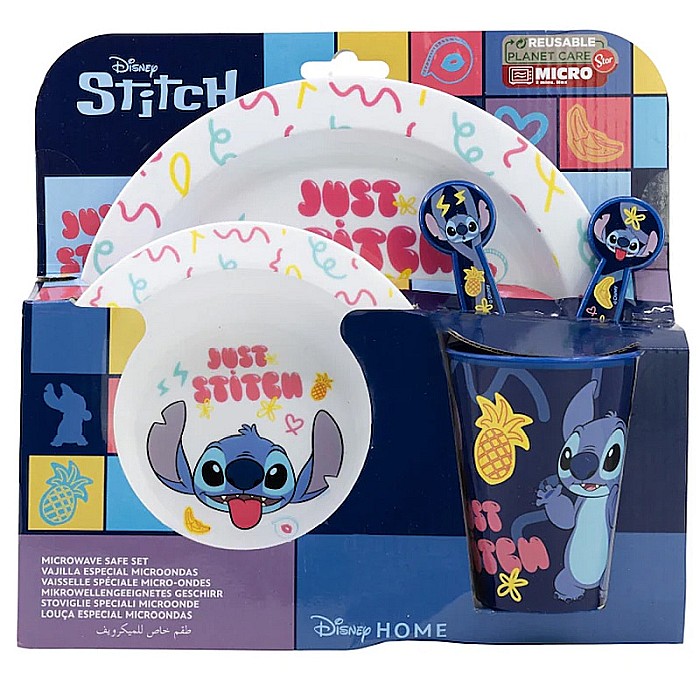 Set 5 piese pentru servit masă, plastic, fără BPA, multicolor, utilizabil la microunde, Stitch [2]