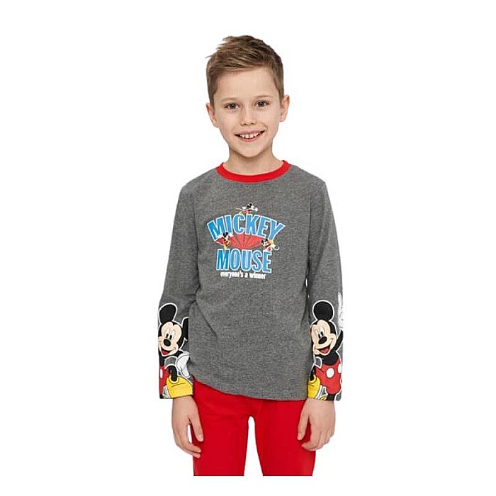 Pijama copii, cu mânecă lungă, 100% bumbac, roșu, Winner, Mickey Mouse [4]