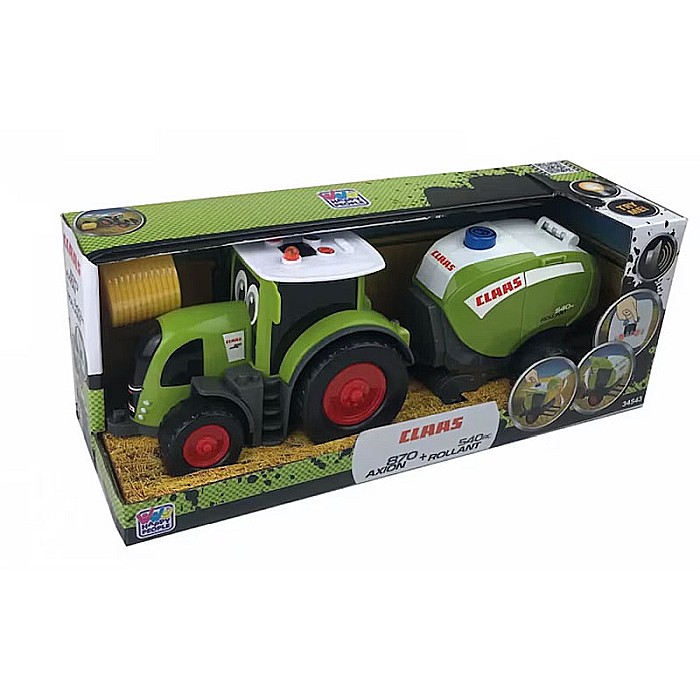 Set vehicule de jucărie Claas, tractor Axion 870 cu balotiera Rollant 540, cu sunete și lumini, multicolor [2]
