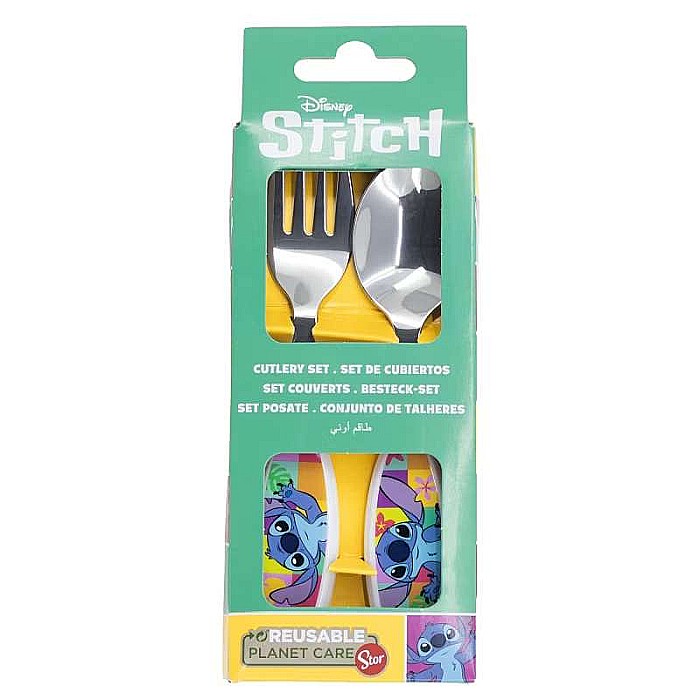 Set 2 tacâmuri, furculiță și lingură pentru copii Lilo & Stitch 15.5 cm Albastru [2]