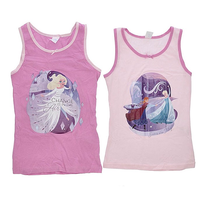Set două maiouri multicolor, 100% bumbac, Love, Frozen [1]