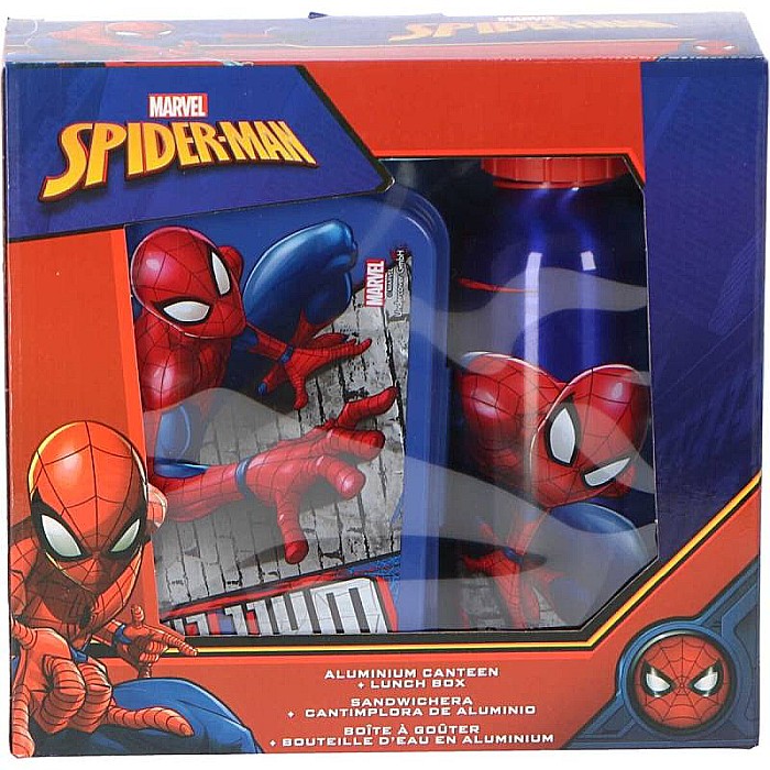 Set cutie sandwich plastic fără BPA și sticlă apă din aluminiu, 400 ml, multicolor, Spiderman [5]
