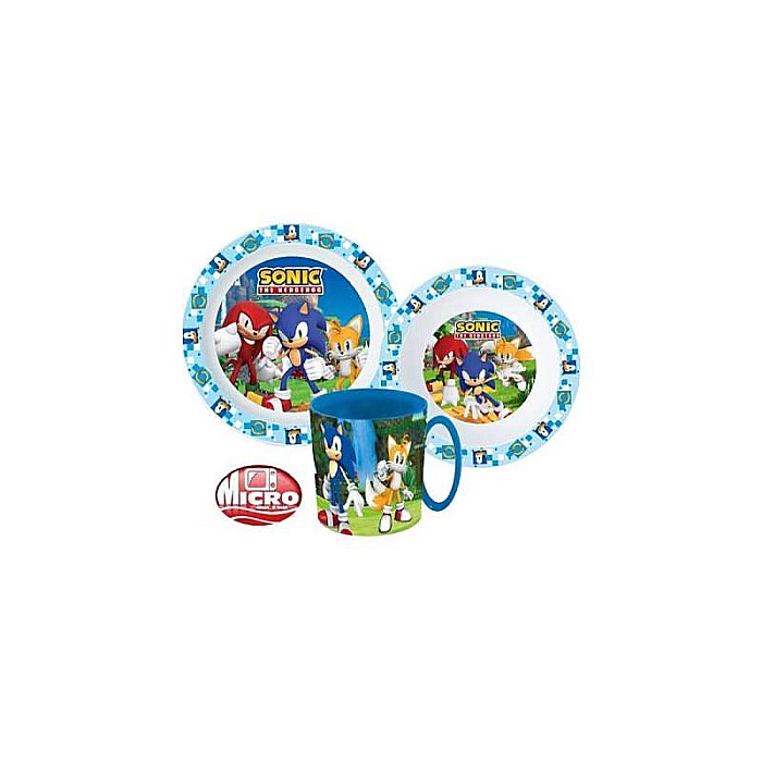 Set masă, Sonic, 3 piese, cană, farfurie, castron, multicolor [2]