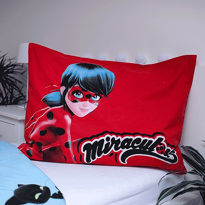 Set lenjerie pat copii, multicolor, 2 piese, 100% bumbac, 140×200 cm, 70×90, Miraculous Ladybug, Mir059 [3]