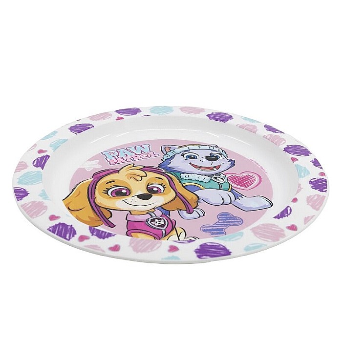 Farfurie plastic, multicolor, pentru copii, fără BPA, ce poate fi utilizată și la microunde, 23 cm, Girl Essence, Paw Patrol [2]