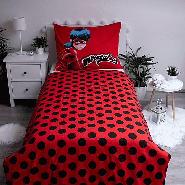 Set lenjerie pat copii, multicolor, 2 piese, 100% bumbac, 140×200 cm, 70×90, Miraculous Ladybug, Mir059 [4]