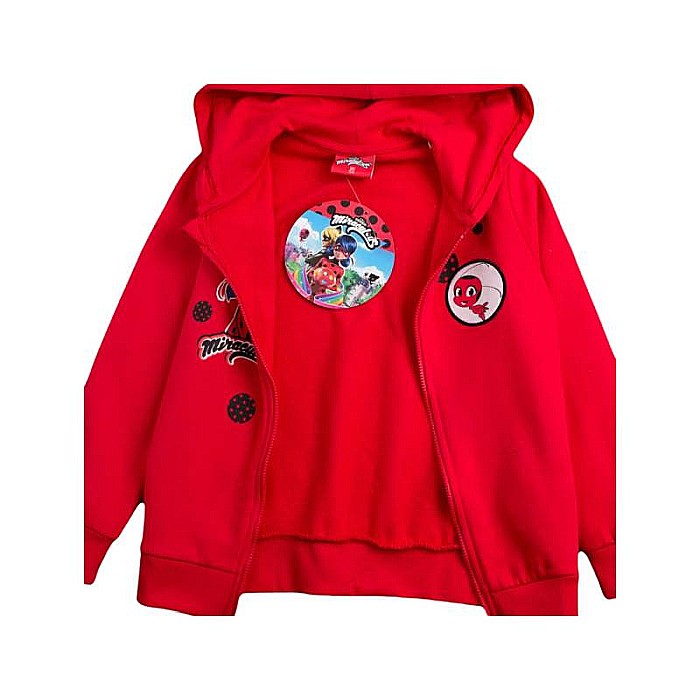 Hanorac fetițe, 100% bumbac, roșu, Miraculous LadyBug [4]