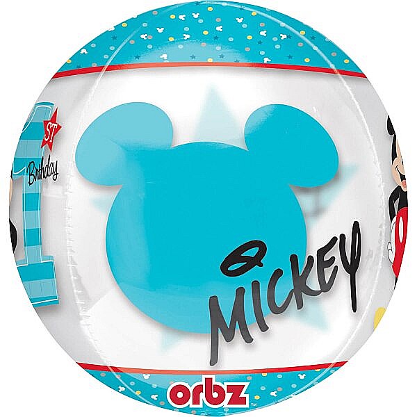 Balon folie rotund multicolor prima aniversare Mickey Mouse [2]