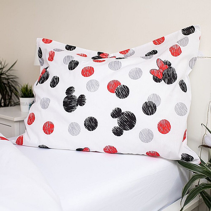Set lenjerie pat copii, multicolor, 2 piese, 100% bumbac, 140×200 cm, 70×90, Love 04, Mickey and Minnie Mouse, Disney [4]