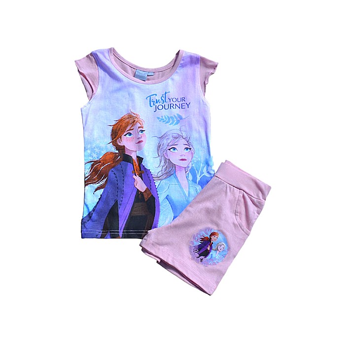 Set două piese tricou și pantaloni scurți, 100% bumbac, multicolor, Frozen, Disney [3]