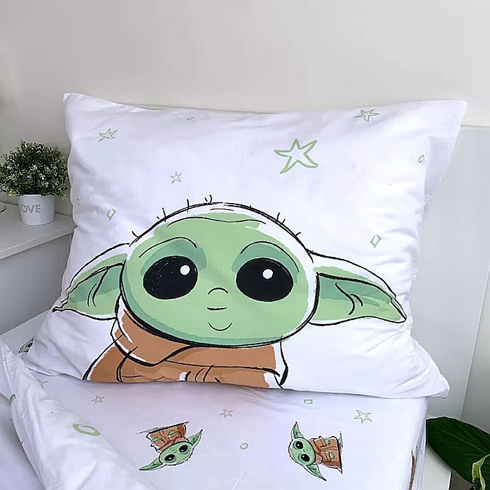 Set lenjerie de pat 2 piese, reversibilă, multicolor, 100% bumbac, 140 x 200 cm, 70 x 90 cm, Joda, Star Wars [2]