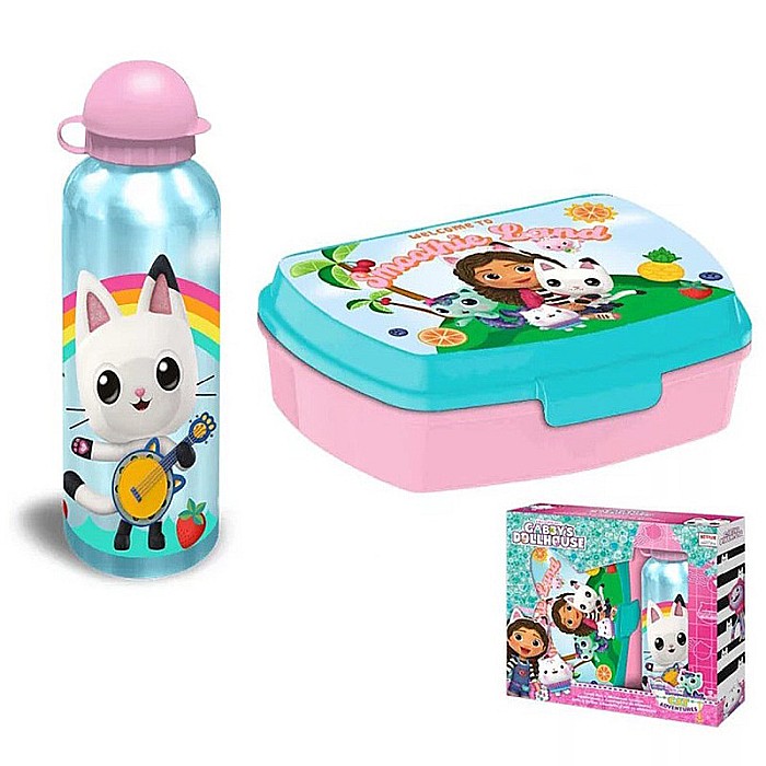 Set cutie sandwich din plastic și sticlă de apă din aluminiu, 500 ml, Gabby's Dollhouse [2]