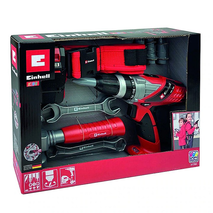 Centură cu unelte, ciocan, cheie fixă, cheie hexagonală, șurubelniță cu acumulator și 4 biți, multicolor, Einhell Kids [2]