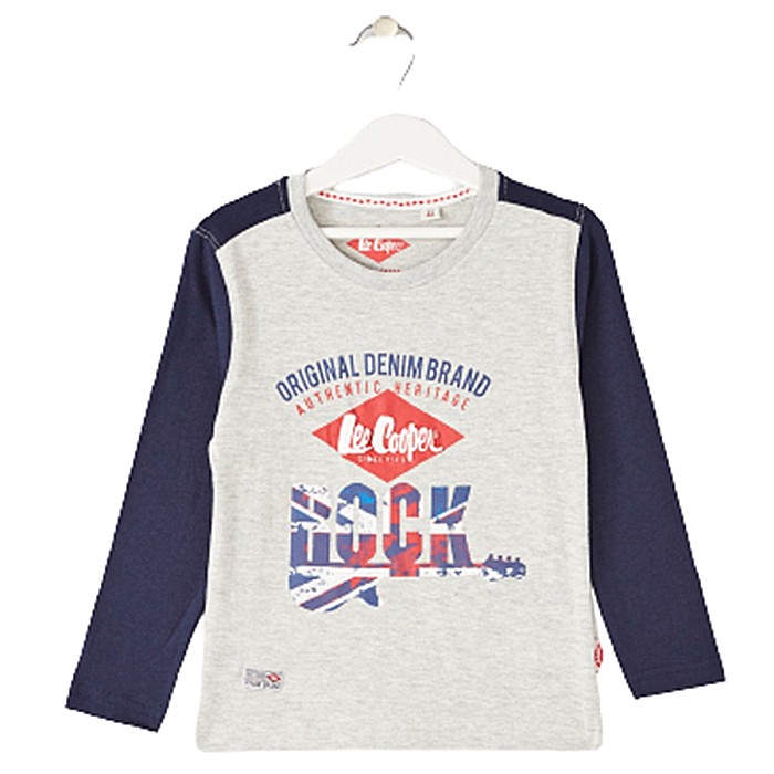 Tricou cu maneca lunga, 100% bumbac, gri,  Rock, Lee Cooper [1]