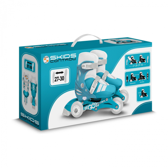 Role reglabile 2 in 1 pentru copii, albastru, marimea 27-30, Skids Control [4]
