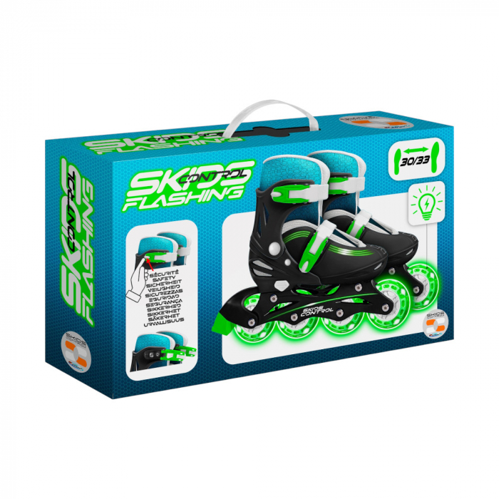 Role reglabile 2 in 1 pentru copii, multicolor, roti cu lumini, marimea 30-33, Skids Control [3]