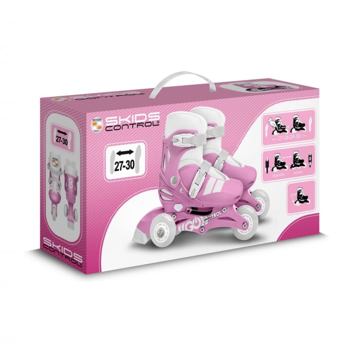 Role reglabile 2 in 1 pentru copii, roz, marimea 27-30, Skids Control [4]