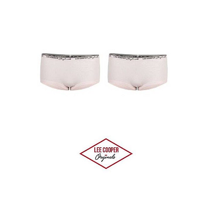 Set 2 perechi chiloți hipster cu bandă logo în talie, roz, Lee Cooper Originals [2]