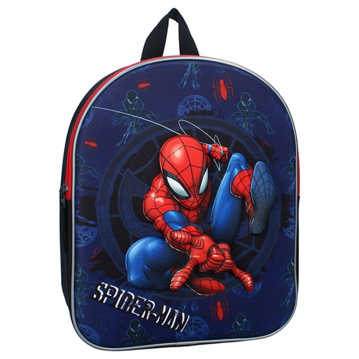 Rucsac Spider-Man, Imprimare 3D, Curele Reglabile, Maner De Transport, 26x32x11 cm, Albastru Inchis [1]