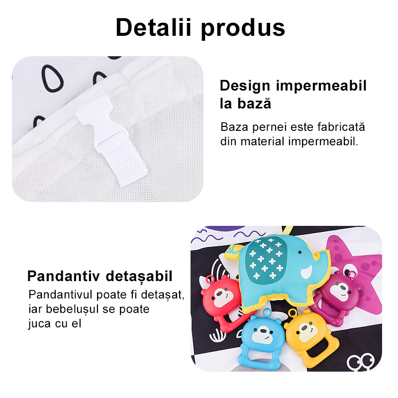 Salteluta Interactiva, 80x80x50 cm, special conceputa pentru a stimula dezvoltarea fizica si senzoriala prin joaca, Dotata cu 5 jucarii interactive, Jungle [4]