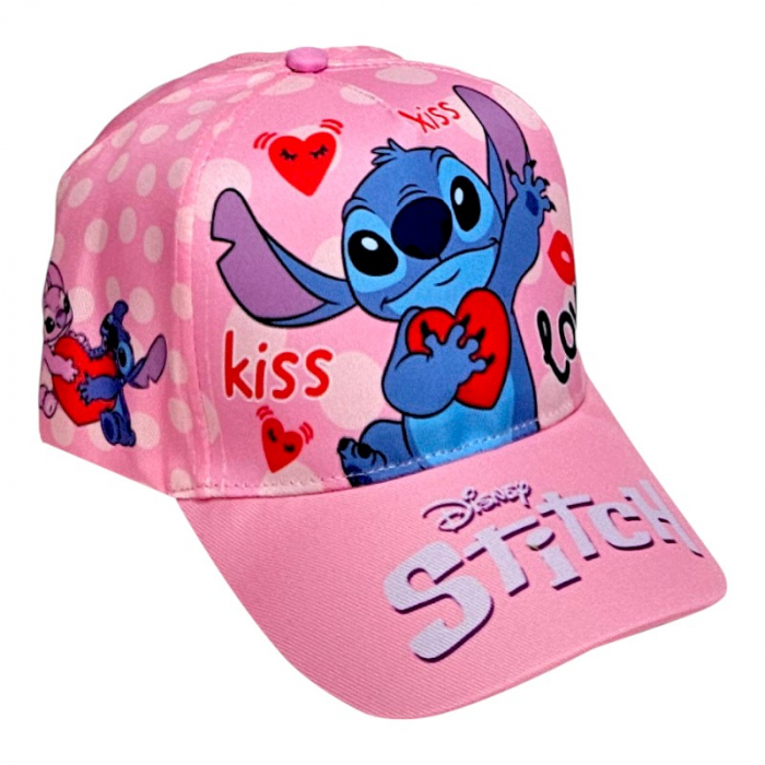 Sapca pentru fetite, multicolor, marimea 54 cm, Kiss, Love, Stitch [1]