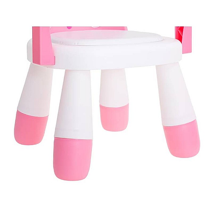 Scaun pentru copii, din material plastic, multifuncțional, +1 an Homio, Măsuță încorporată, Tăviță detașabilă, Bază antiderapantă, Alb/ Roz, greutate maximă 26 kg [7]
