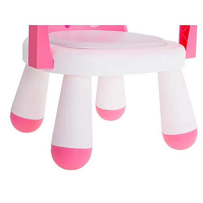 Scaun pentru copii, din material plastic, multifuncțional, +1 an Homio, Măsuță încorporată, Tăviță detașabilă, Bază antiderapantă, Alb/ Roz, greutate maximă 26 kg [4]
